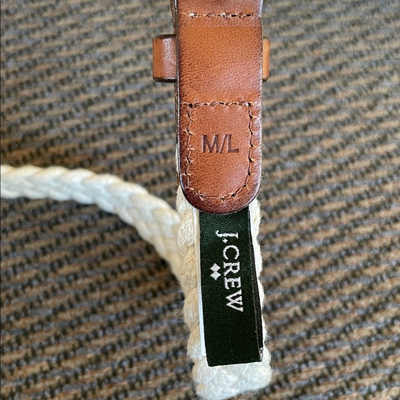 J. Crew Cotton/Leather/Brass Woven Skinny Rope Belt Retro Size M/L Like New - Picture 4 of 5